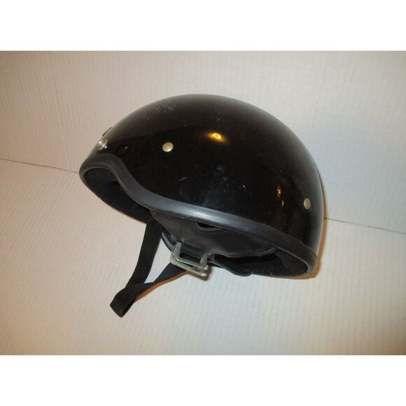 *Vega Motorcycle Black Helmet DOT Skull Cap - Large - Adjustable Chin Strap - Picture 3 of 9